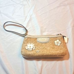 Coach straw and cream/white wallet